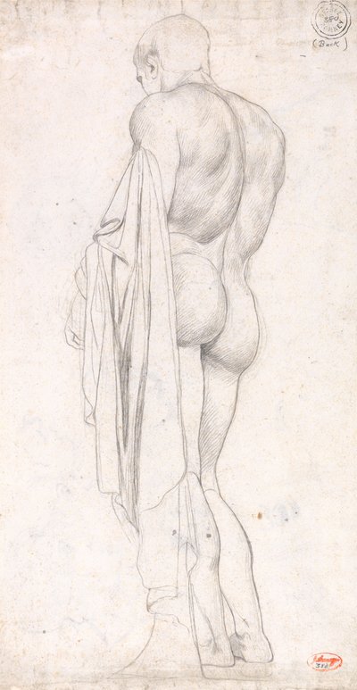 立ち姿の古典的な男性像の背面図 作： George Romney