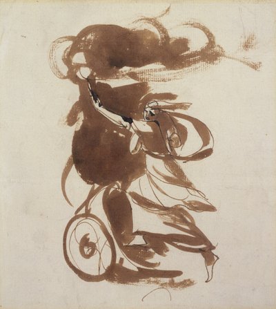 メデアとしてのエマハート（ペンと茶色のインク、紙の上の鉛筆の跡の上を洗う） 作： George Romney