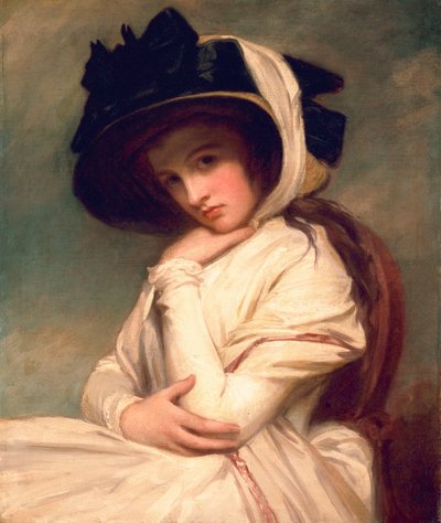 エマ・ハート、後にレディ・ハミルトン、麦わら帽子、c.1782-94 作： George Romney