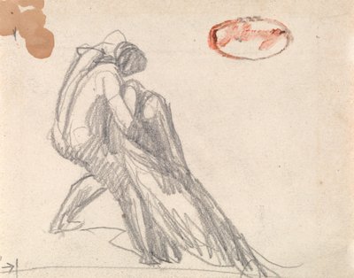 気絶した人物を支える人物 作： George Romney