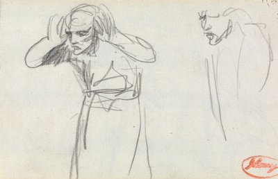 両手を耳に当てたフィギュア 作： ジョージ・ロムニー