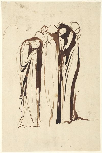 泣き崩れる立ち姿の人々の群像 作： George Romney