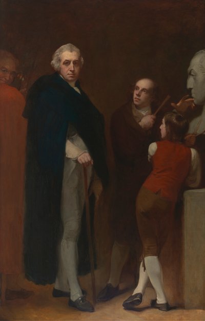 ウィリアム・ヘイリーの胸像をモデル化するジョン・フラックスマン 作： George Romney
