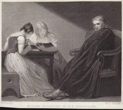 ジョンミルトンが娘に口述する 作： George Romney