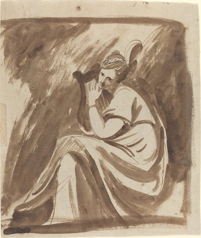 竪琴を弾くレディ・ハミルトン 作： George Romney