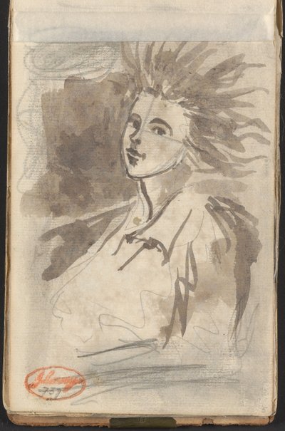 髪をなびかせる女性 作： George Romney