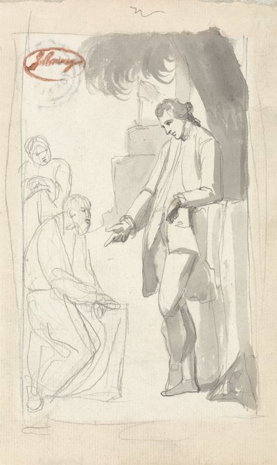 ピアソン少佐とブラフマン（簀の紙に灰色のウォッシュとグラファイト）（153906を参照） 作： George Romney