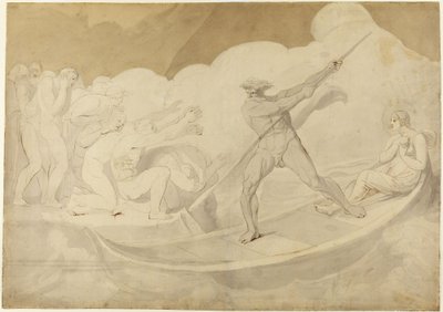 プシュケがスティクス川を渡った（アプレイウス『黄金のロバ』第6巻18章より） 作： George Romney