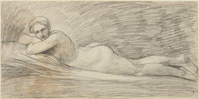 横たわる女性のヌード 作： George Romney