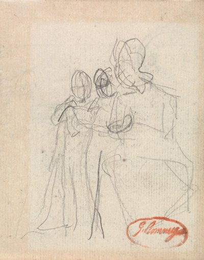 座る人物と2人の子供 作： ジョージ・ロムニー