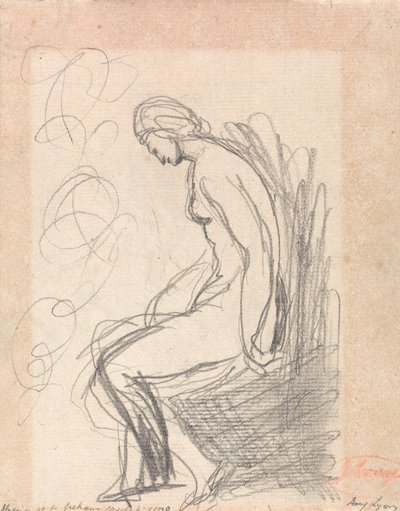 座った裸婦（ドクター・グラハムのハイジア） 作： George Romney