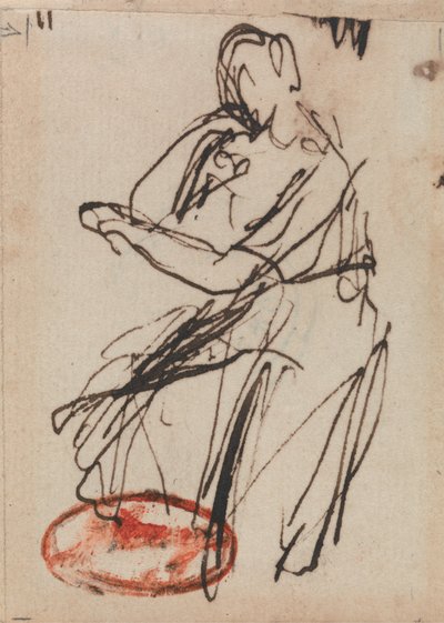 座る女性 作： George Romney