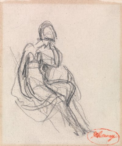 座る女性 作： George Romney