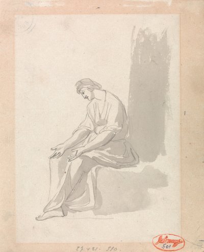 座る女性 作： George Romney