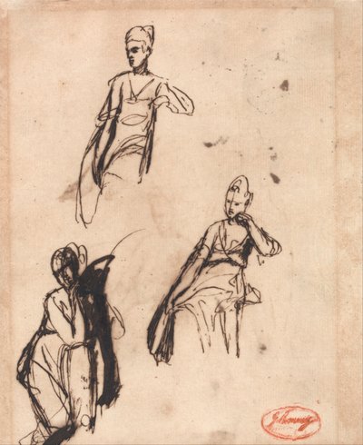 座る女性つのポーズ 作： George Romney