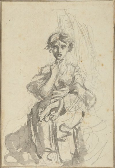 座る女性の像 作： George Romney