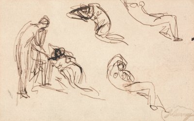 立像と4人の涅槃像 作： George Romney