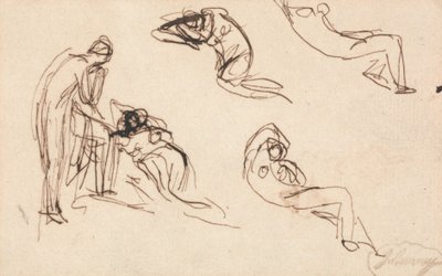 立像と4体の横たわる像 作： George Romney