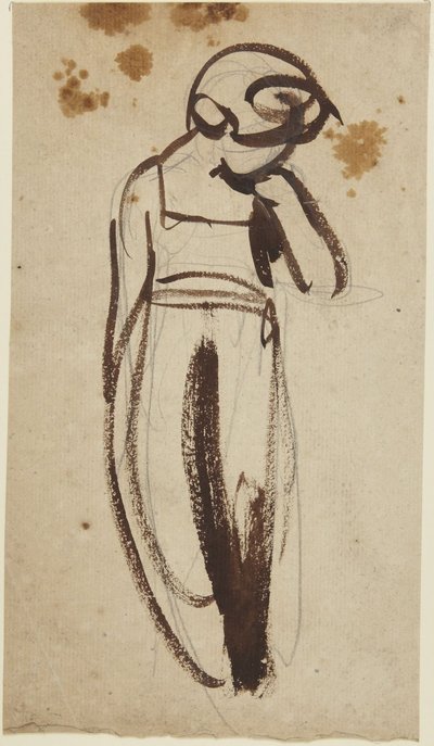 顎に手を当てて立っている子供 作： George Romney