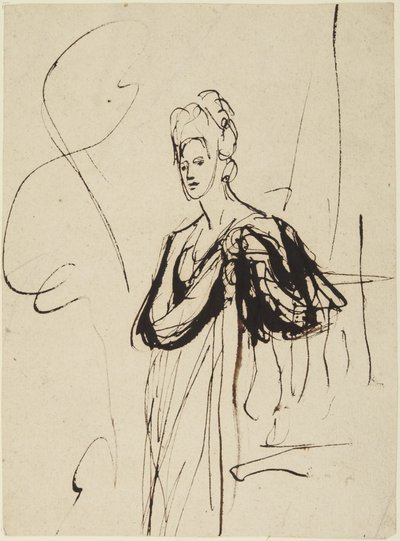 立像の女性、半身像 作： George Romney