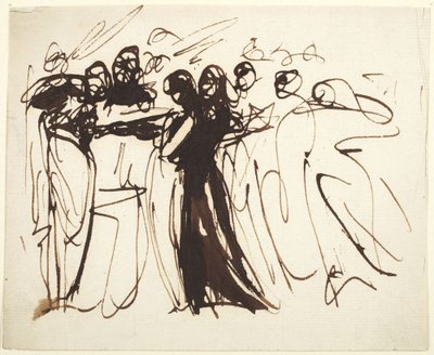 立ち姿の人々が集まっている 作： George Romney
