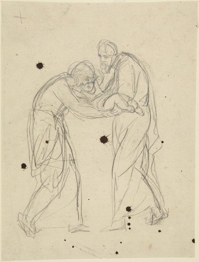 乳児を抱いた男女の立像 作： George Romney