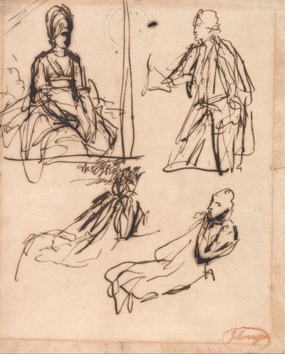 男と女の肖像画のための習作 作： ジョージ・ロムニー
