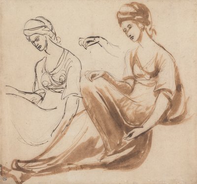 座っている女性の研究 作： George Romney