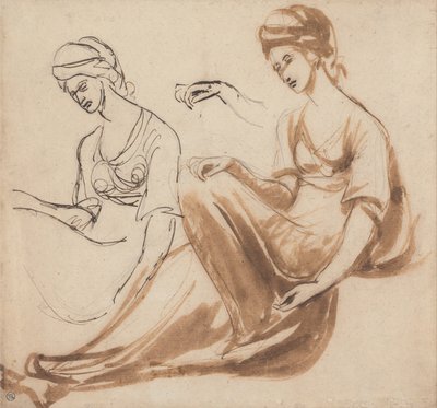 座る女性の研究 作： George Romney