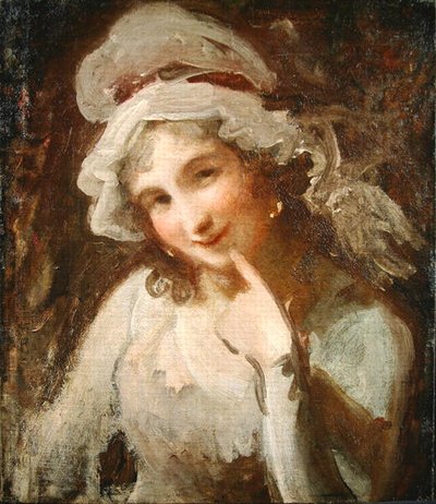 笑顔の若い女性の習作」（油彩・キャンバス） 作： George Romney