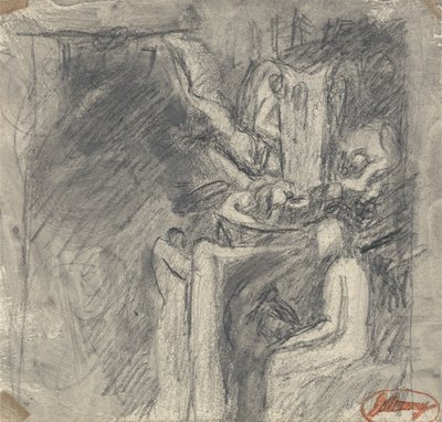 荒野の誘惑、1796年頃（網目紙にグラファイト） 作： George Romney