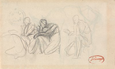 ひざまずく3人の人物像 作： George Romney