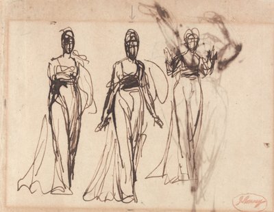 『立つ女性の三つの習作』――おそらくキルケ 作： George Romney