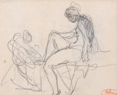 2体のフィギュア：おそらくディアナの浴場 作： George Romney