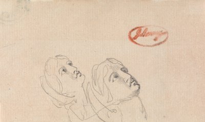空を見上げる二人の頭 作： George Romney