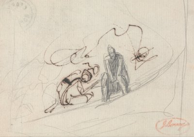 座る2人の人物 作： George Romney