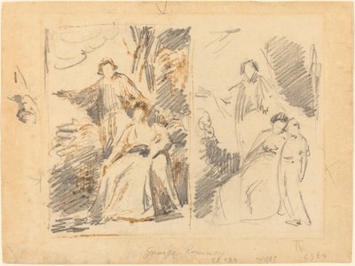 ウォーレン家の肖像画のための 2 つの習作 作： George Romney