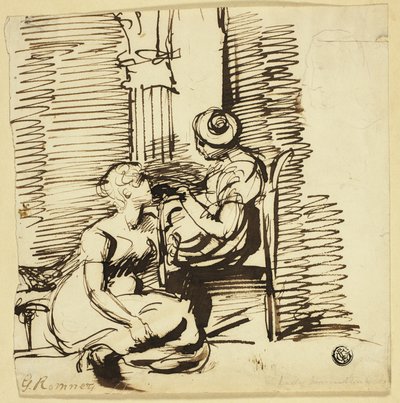 インテリアの中のふたりの女性 作： George Romney