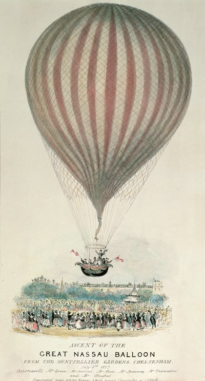 1837年7月3日、モンペリエ庭園のグレートナッソーバルーンの上昇 作： George Rowe