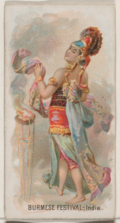 デューク ブランドのタバコの祝日シリーズ N80 からのビルマ フェスティバル、インド、1890 年., 1890. 作： George S. Harris and Sons