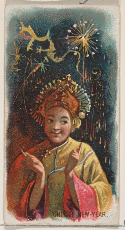 中国の旧正月、デューク ブランドのタバコの休日シリーズ N80 から、1890 年., 1890. 作： George S. Harris and Sons
