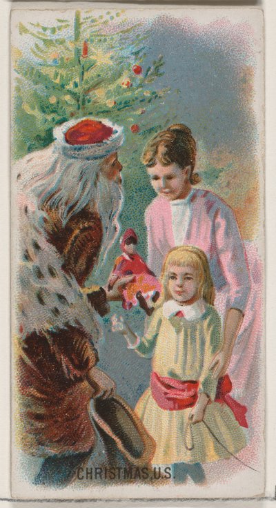 クリスマス、アメリカ合衆国、ホリデー シリーズ N80 デューク ブランドのシガレット用、1890 年、1890 年。 作： George S. Harris and Sons