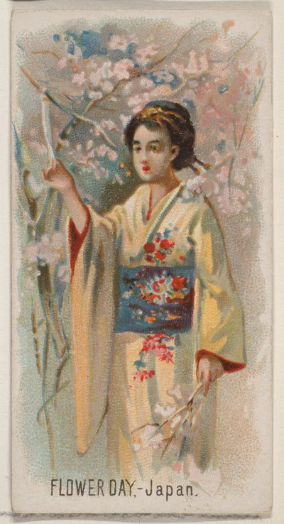 花の日、日本、デューク ブランドのタバコの祝日シリーズ N80 から、1890 年., 1890. 作： George S. Harris and Sons