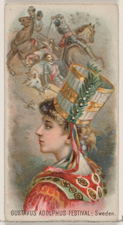 Gustavus Adolphus Festival、スウェーデン、デューク ブランド シガレットのホリデー シリーズ N80 から、1890 年。 作： George S. Harris and Sons