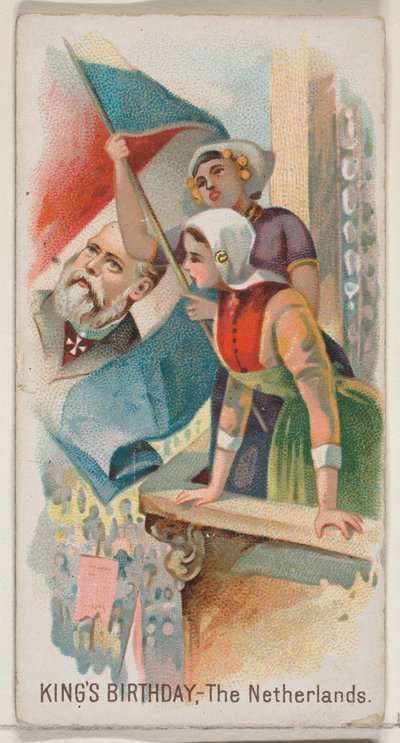 国王の誕生日、オランダ、デューク ブランドのタバコの休日シリーズ N80 から., 1890. 作： George S. Harris and Sons