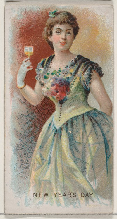 元旦、アメリカ合衆国、ホリデー シリーズ N80 デューク ブランドのタバコ用、1890 年、1890 年 作： George S. Harris and Sons
