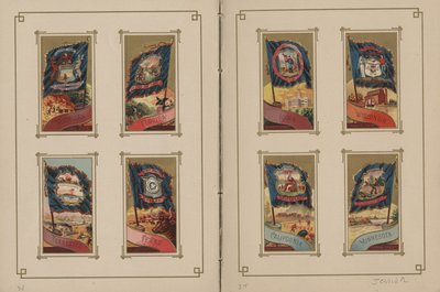 すべての国とアメリカ合衆国の旗-ページ33と34、1887 作： George S. and Sons Harris