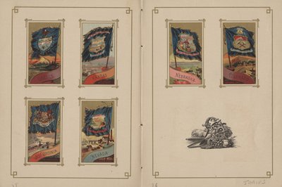 すべての国とアメリカ合衆国の旗-ページ35と36、1887 作： George S. and Sons Harris
