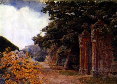 壁とゲートウェイのあるガーデンボーダー 作： George Samuel Elgood