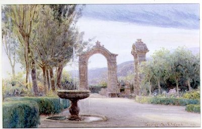 噴水と2つのアーチのあるイタリアンガーデン 作： George Samuel Elgood